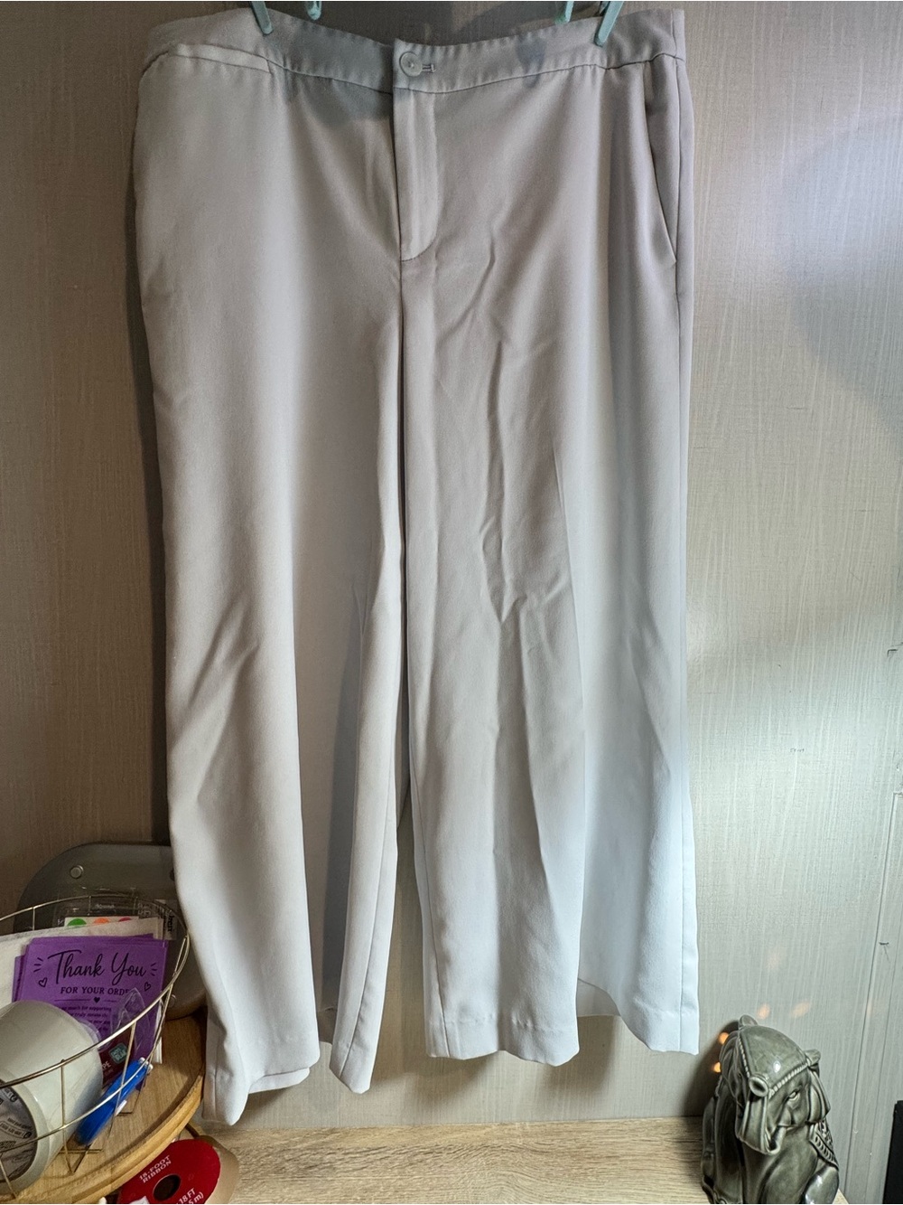 Lauren Ralph Lauren Cream Wide Leg Tailored Trousers Pants Sz 14 Quiet Luxury
